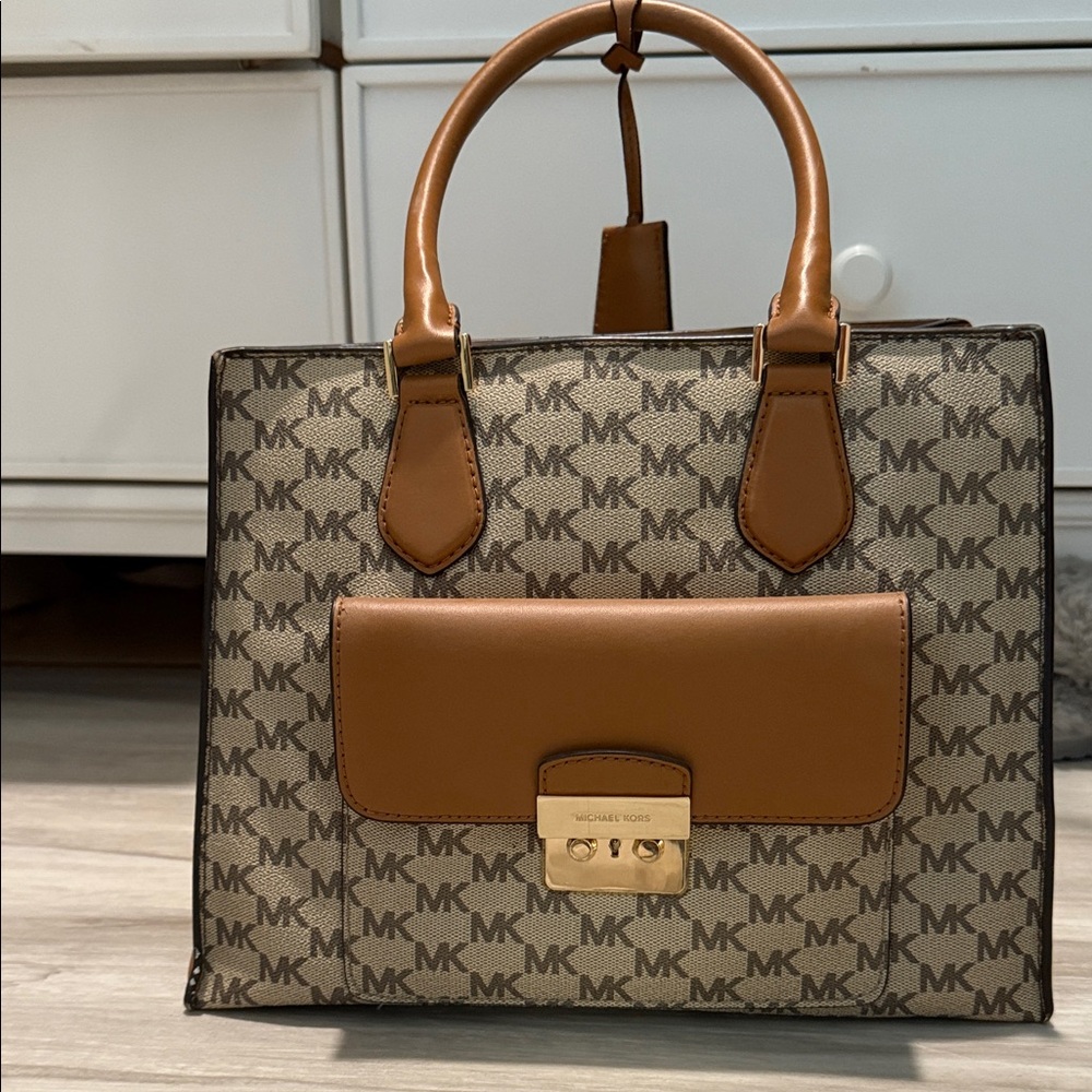 Michael Kors Signature Brown and Tan Satchel